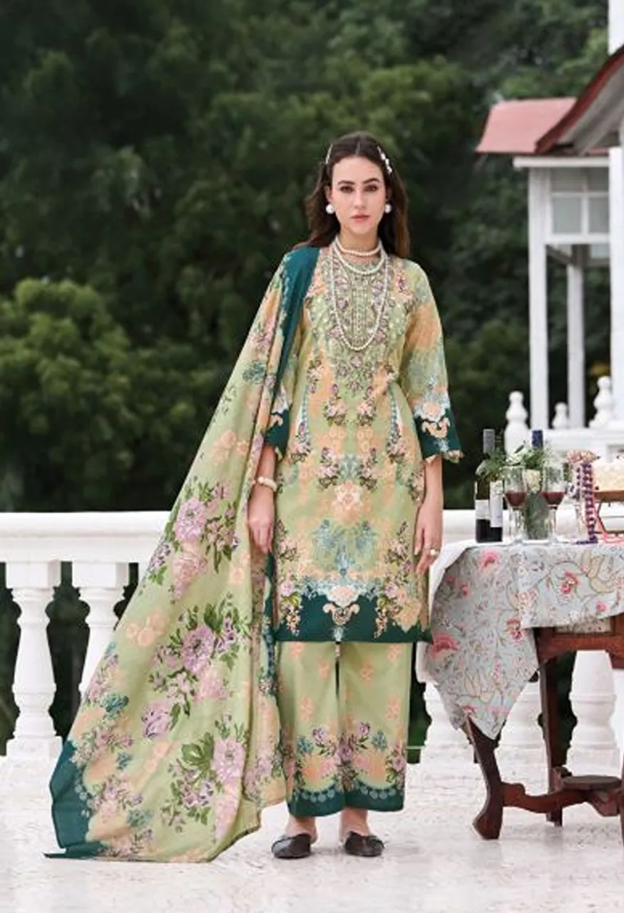 Romani Mahira Vol 11 Cotton Self Embroidered Dress Material — Wholesale Pakistani Suits, Romani wholesale from Surat — Photo 3