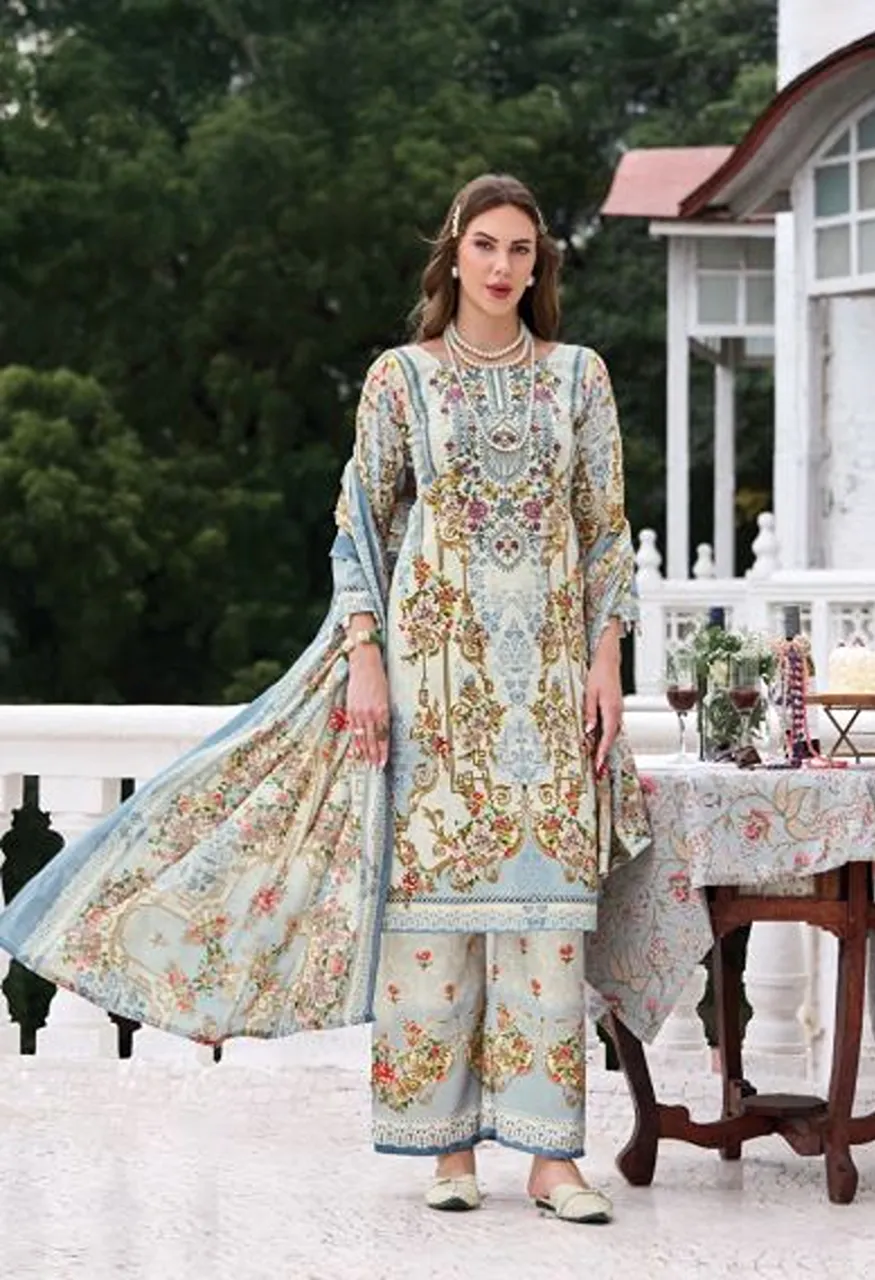 Romani Mahira Vol 11 Cotton Self Embroidered Dress Material — Wholesale Pakistani Suits, Romani wholesale from Surat — Photo 5