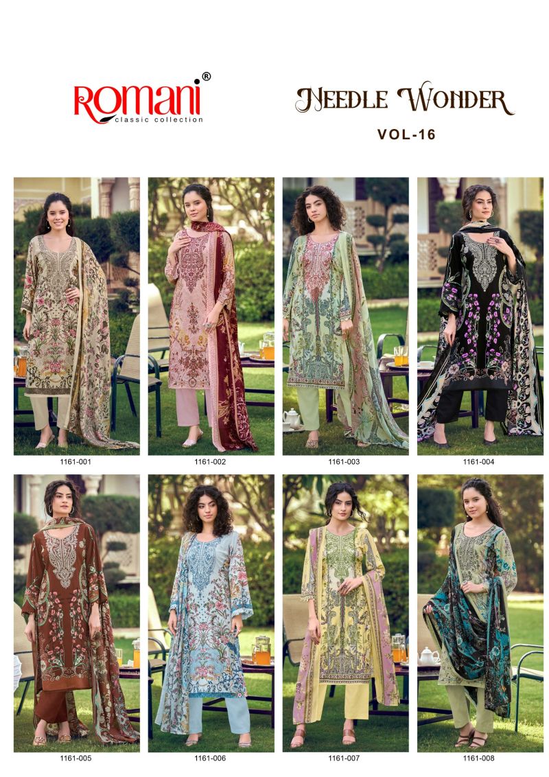 Romani Needle Wonder Vol 16 Cotton Embroidered Dress Material Catalog — Wholesale Salwar Suits, Romani wholesale from Surat — view 10