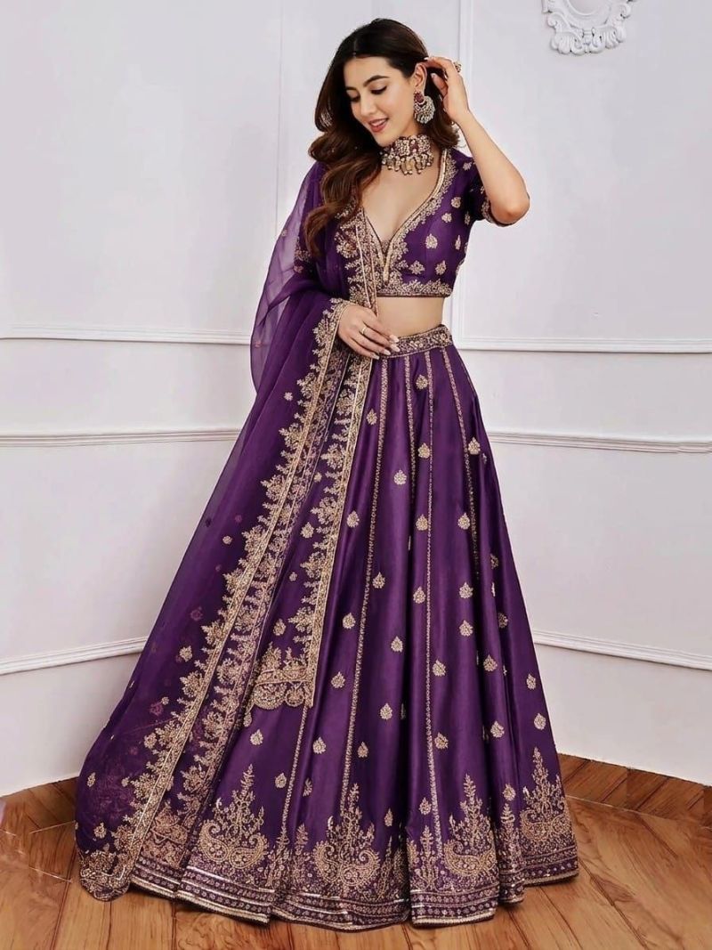 S Mahi 125 Malai Satin Seuqnece Worked Designer Lehenga Choli — Lehenga, Vardan Ethnic wholesale from Surat — Photo 5