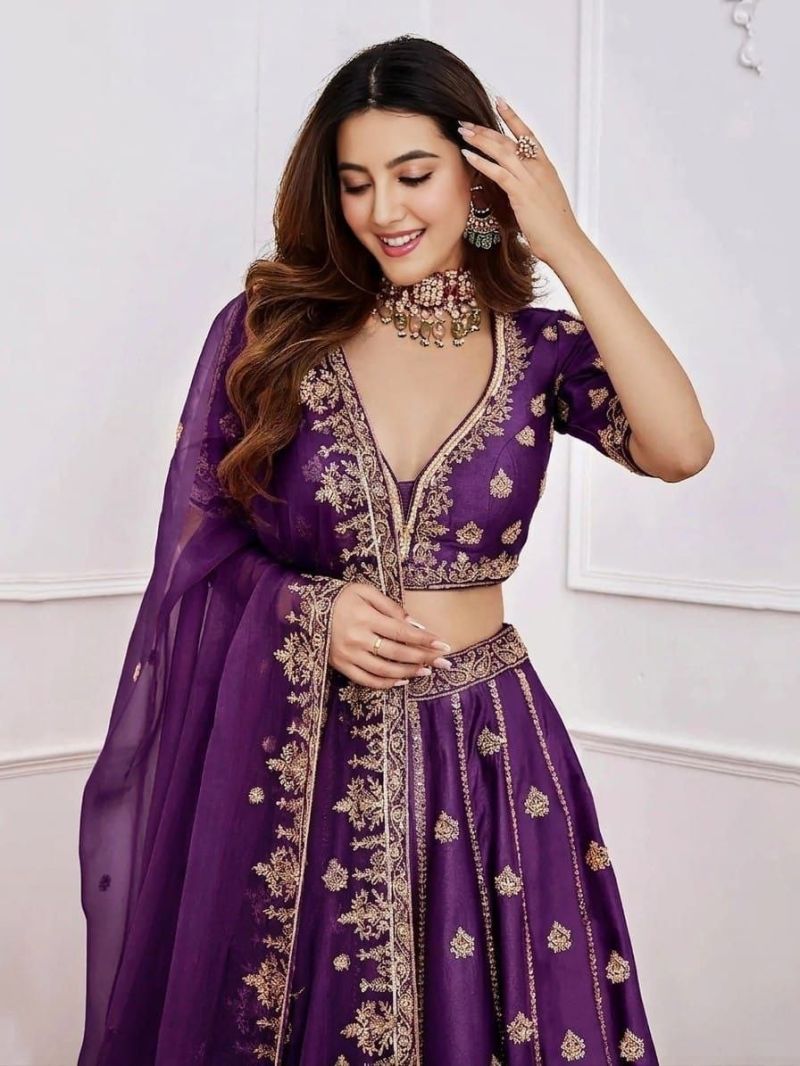 S Mahi 125 Malai Satin Seuqnece Worked Designer Lehenga Choli — Lehenga, Vardan Ethnic wholesale from Surat — Photo 3