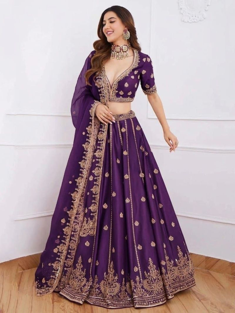 S Mahi 125 Malai Satin Seuqnece Worked Designer Lehenga Choli — Lehenga, Vardan Ethnic wholesale from Surat — Photo 11