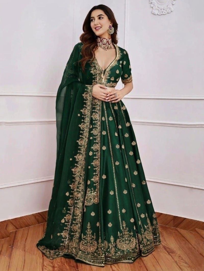 S Mahi 125 Malai Satin Seuqnece Worked Designer Lehenga Choli — Lehenga, Vardan Ethnic wholesale from Surat — Photo 10