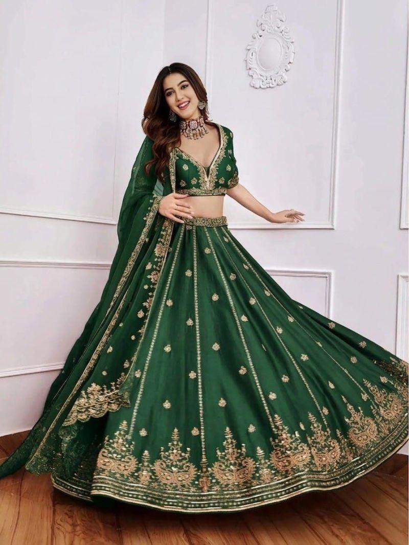 S Mahi 125 Malai Satin Seuqnece Worked Designer Lehenga Choli — Lehenga, Vardan Ethnic wholesale from Surat — Photo 6