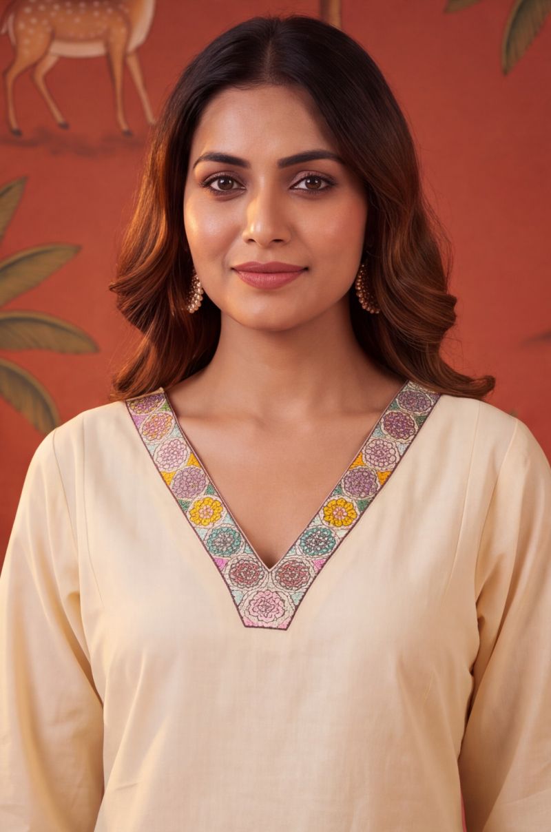 S Mahi 130 Wholesale Cotton Flex Embroidered Kurti With Bottom Collection — Wholesale Kurtis, Vardan Ethnic wholesale from Surat — Photo 5