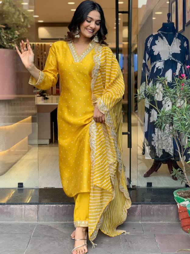 S Mahi 138 Viscose Chanderi Embroidered Kurti With Bottom Duaptta Catalog — Wholesale Kurtis, Vardan Ethnic wholesale from Surat — Photo 3