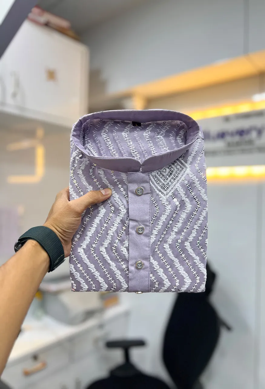 Men's Premium Soft Silk Embroidered Kurta Pajama Set Saiyaara — Men's Wear, Vardan Ethnic wholesale from Surat — Photo 11