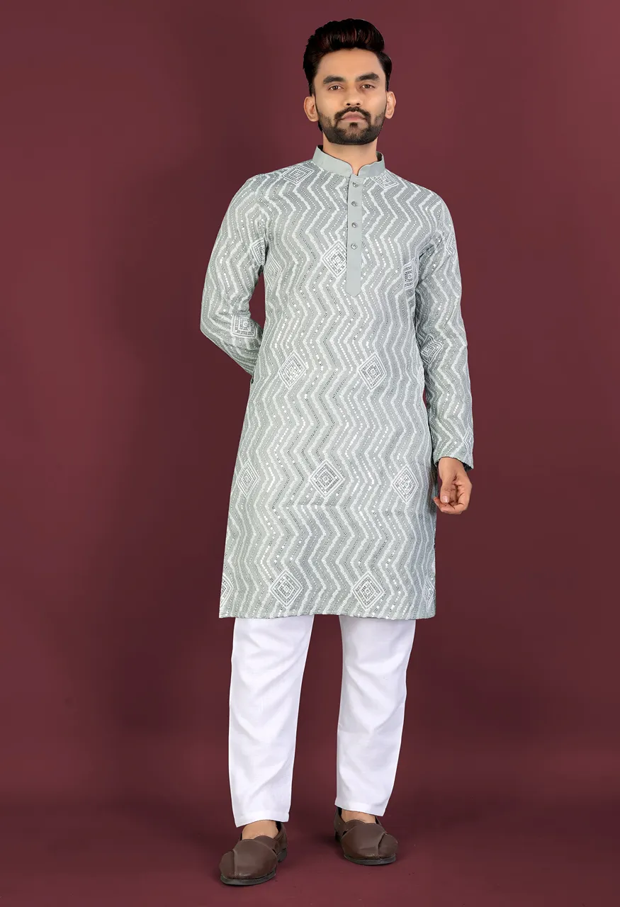 Men's Premium Soft Silk Embroidered Kurta Pajama Set Saiyaara — Men's Wear, Vardan Ethnic wholesale from Surat — Photo 14