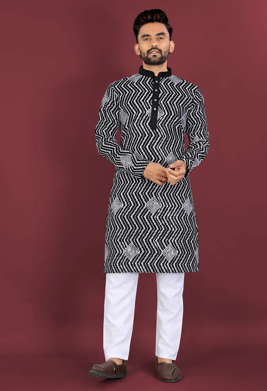 Men's Premium Soft Silk Embroidered Kurta Pajama Set Saiyaara — Men's Wear, Vardan Ethnic wholesale from Surat — Photo 3