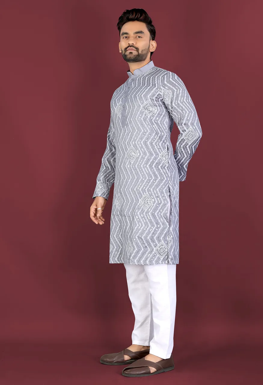 Men's Premium Soft Silk Embroidered Kurta Pajama Set Saiyaara — Men's Wear, Vardan Ethnic wholesale from Surat — Photo 5