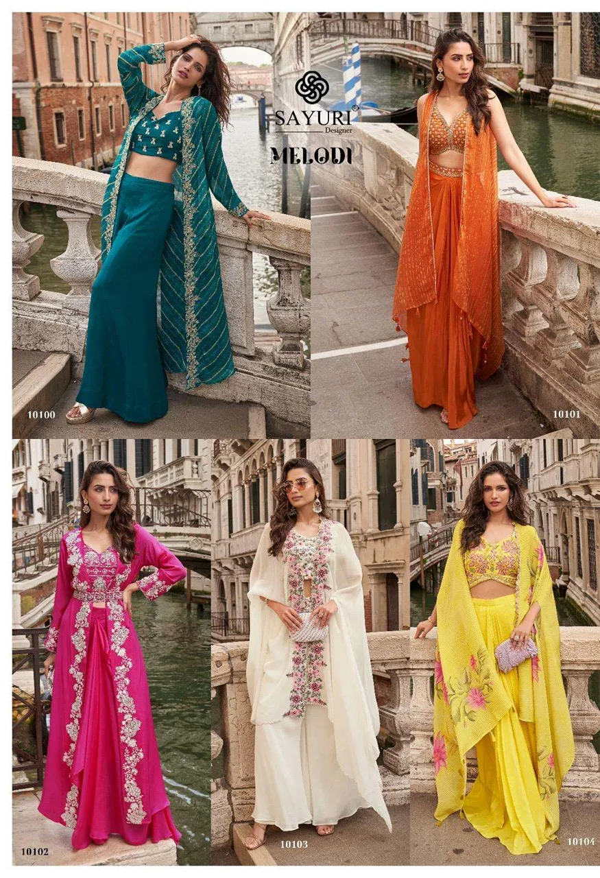 Sayuri Designer Melodi 5 PCS Premium Chinon Silk Viscose Jacquard Silk Festive Wear — Wholesale Dress Material, Vardan Ethnic wholesale from Surat — Photo 3