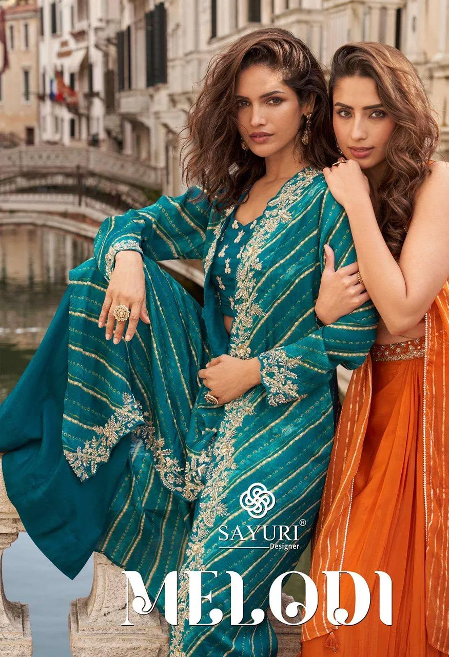 Sayuri Designer Melodi 5 PCS Premium Chinon Silk Viscose Jacquard Silk Festive Wear — Wholesale Dress Material, Vardan Ethnic wholesale from Surat — Photo 5
