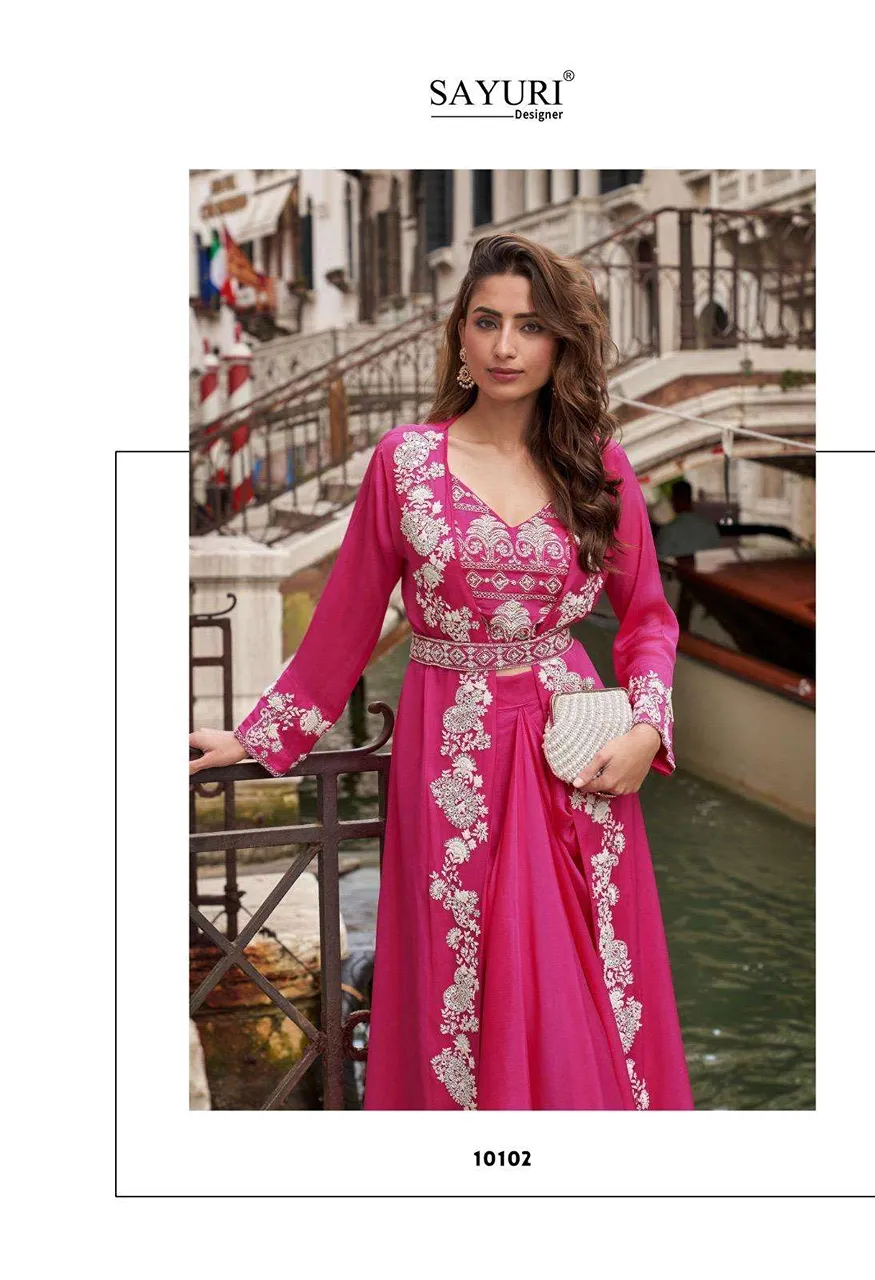 Sayuri Designer Melodi 5 PCS Premium Chinon Silk Viscose Jacquard Silk Festive Wear — Wholesale Dress Material, Vardan Ethnic wholesale from Surat — Photo 9