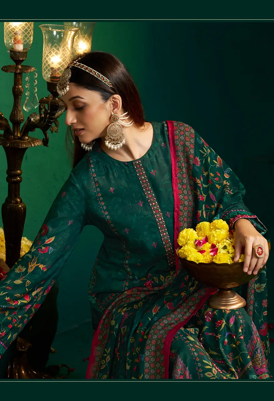 Shiddat Enzo 501 Digital Printed Viscose Muslin Suit Set with Embroidery Dupatta — Wholesale Dress Material, Shiddat wholesale from Surat — Photo 2