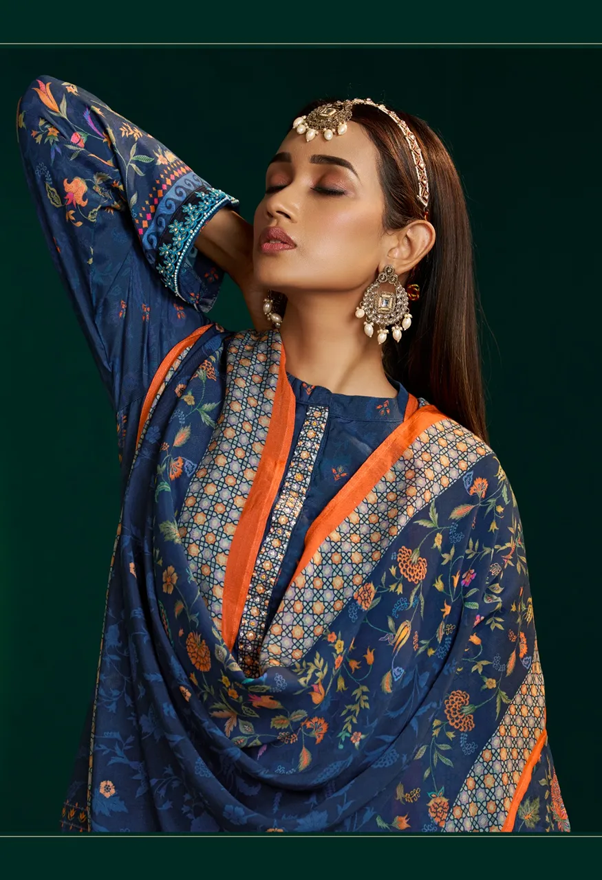 Shiddat Enzo 501 Digital Printed Viscose Muslin Suit Set with Embroidery Dupatta — Wholesale Dress Material, Shiddat wholesale from Surat — Photo 4