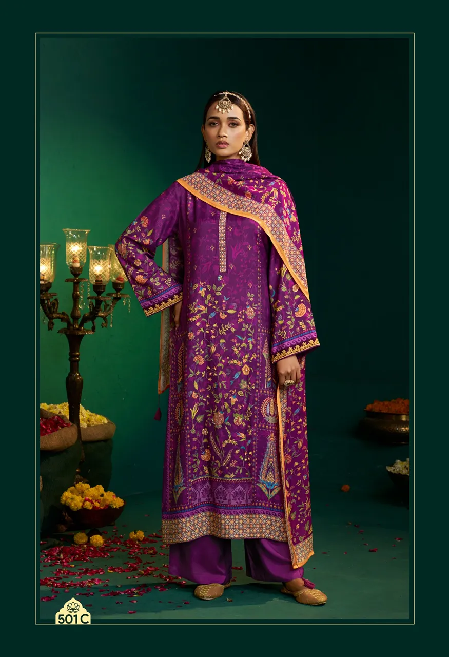 Shiddat Enzo 501 Digital Printed Viscose Muslin Suit Set with Embroidery Dupatta — Wholesale Dress Material, Shiddat wholesale from Surat — Photo 5