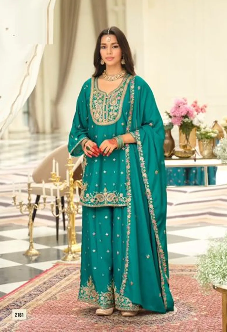 Saaj 2100 Series Chinon Embroidered Designer Salwar Kameez Catalog — Wholesale Salwar Suits, Vardan Ethnic wholesale from Surat — view 2
