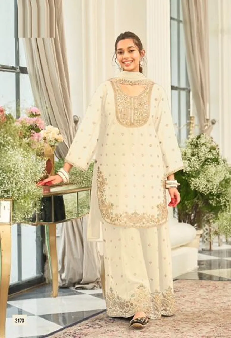 Saaj 2100 Series Chinon Embroidered Designer Salwar Kameez Catalog — Wholesale Salwar Suits, Vardan Ethnic wholesale from Surat — view 5