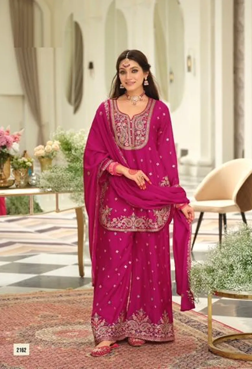 Saaj 2100 Series Chinon Embroidered Designer Salwar Kameez Catalog — Wholesale Salwar Suits, Vardan Ethnic wholesale from Surat — view 4
