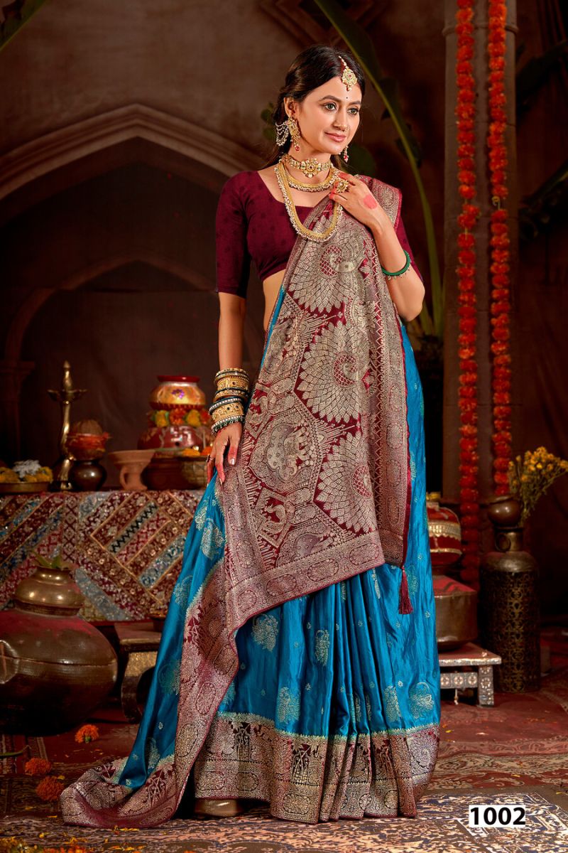 Saroj Kalasangam Satin Saroski Vol 1 Satin Silk Saree Collection — Festival Sarees wholesale from Surat — view 2