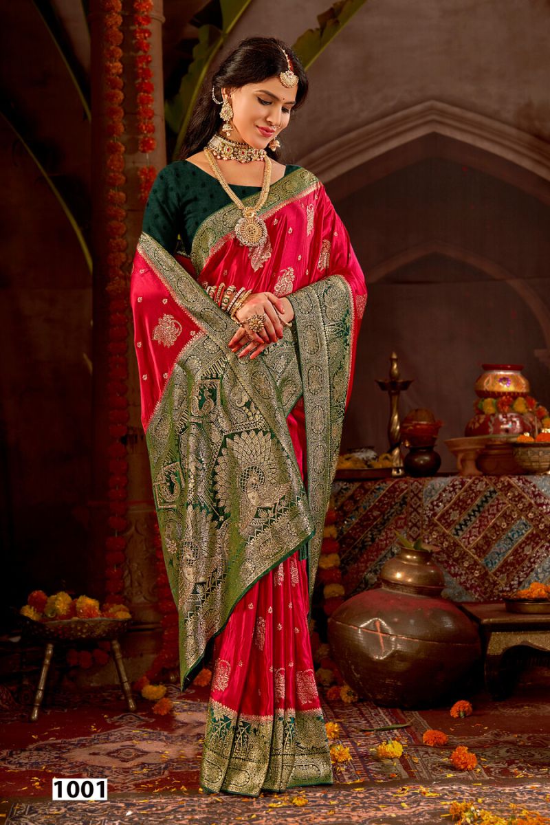 Saroj Kalasangam Satin Saroski Vol 1 Satin Silk Saree Collection — Festival Sarees wholesale from Surat — view 6