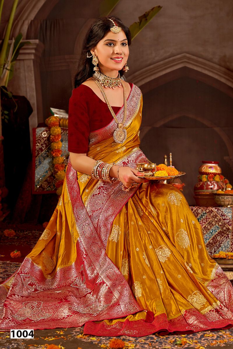 Saroj Kalasangam Satin Saroski Vol 1 Satin Silk Saree Collection — Festival Sarees wholesale from Surat — view 5