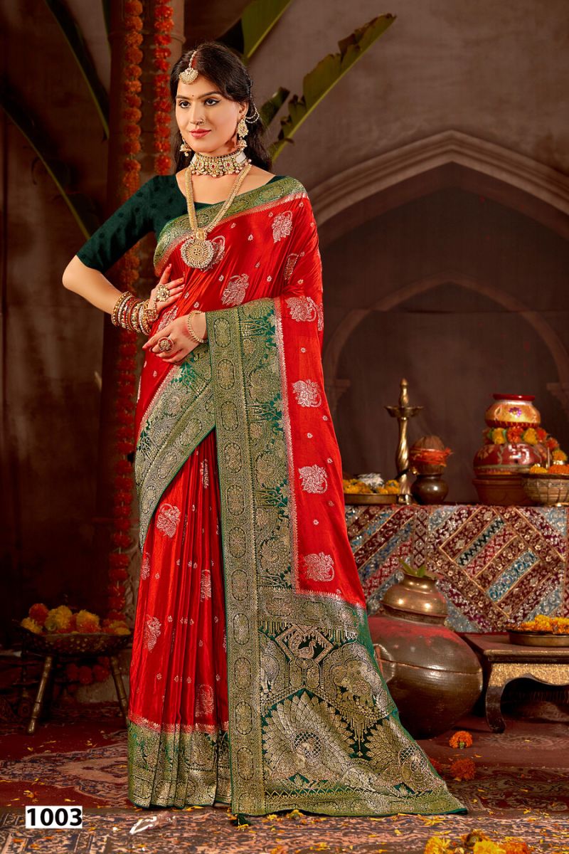 Saroj Kalasangam Satin Saroski Vol 1 Satin Silk Saree Collection — Festival Sarees wholesale from Surat — view 4