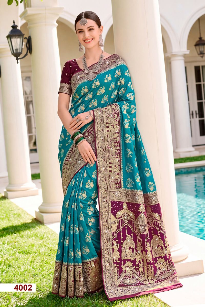 Saroj Kalasangam Satin Saroski Vol 4 Satin Silk Saree Collection — Wholesale Sarees, Saroj Saree wholesale from Surat — Photo 3