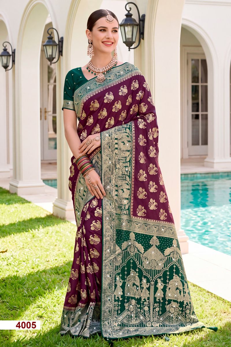 Saroj Kalasangam Satin Saroski Vol 4 Satin Silk Saree Collection — Wholesale Sarees, Saroj Saree wholesale from Surat — Photo 4