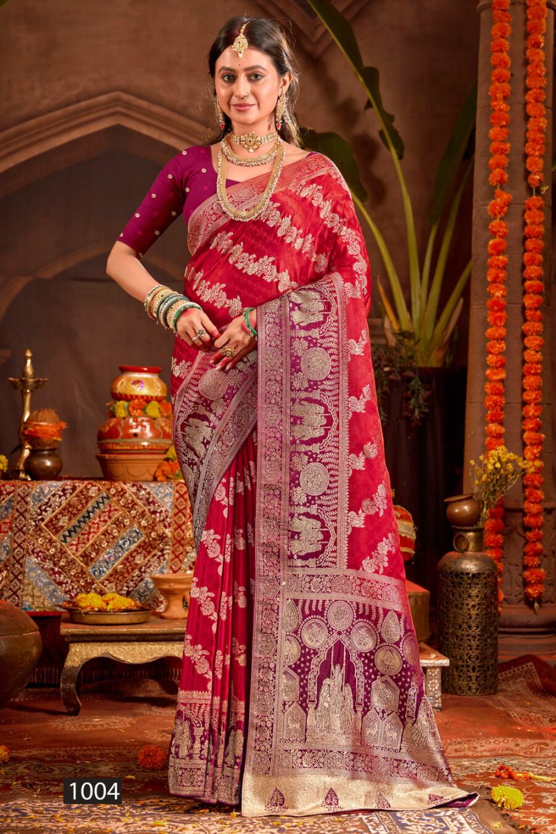 Saroj Ladli Bitya Satin Saroski Vol 1 Satin Silk Saree Catalog — Festival Sarees, Saroj Saree wholesale from Surat — view 4