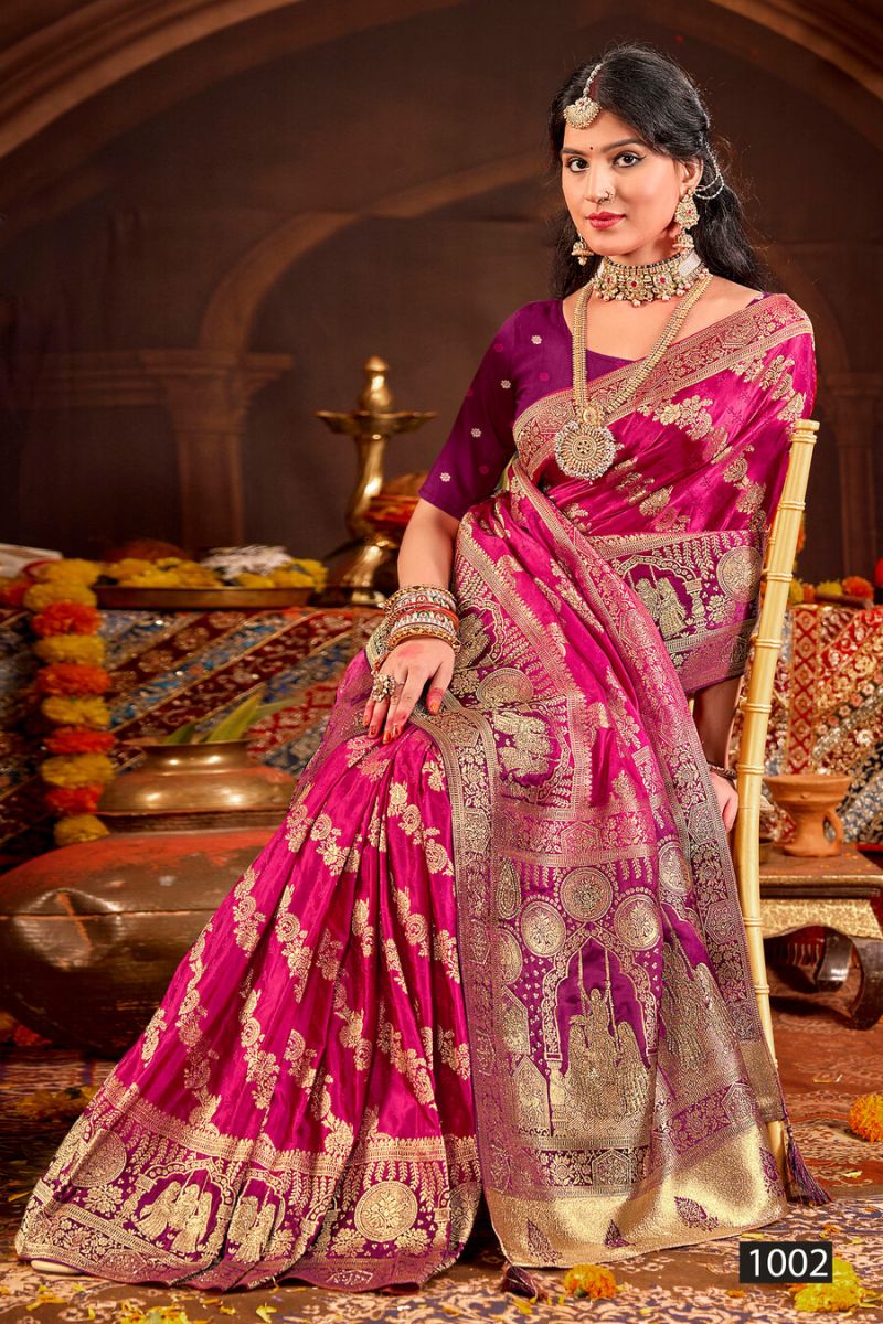 Saroj Ladli Bitya Satin Saroski Vol 1 Satin Silk Saree Catalog — Festival Sarees, Saroj Saree wholesale from Surat — view 3