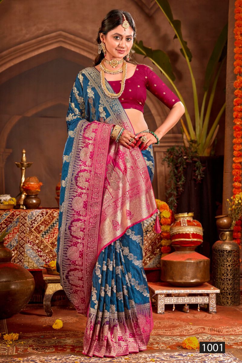 Saroj Ladli Bitya Satin Saroski Vol 1 Satin Silk Saree Catalog — Festival Sarees, Saroj Saree wholesale from Surat — view 6