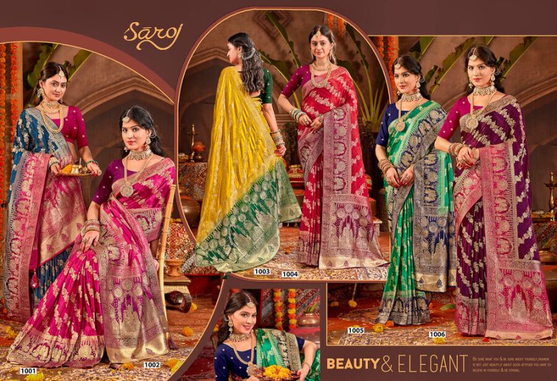 Saroj Ladli Bitya Satin Saroski Vol 1 Satin Silk Saree Catalog — Festival Sarees, Saroj Saree wholesale from Surat — view 5