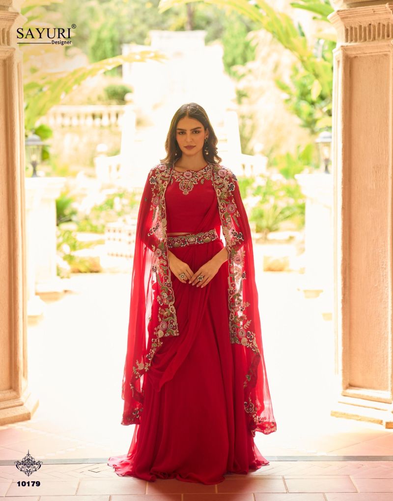Sayuri Gauhar Real Georgette Embroidered Indo Western Collection — Indo Western, Sayuri Designer wholesale from Surat — view 7