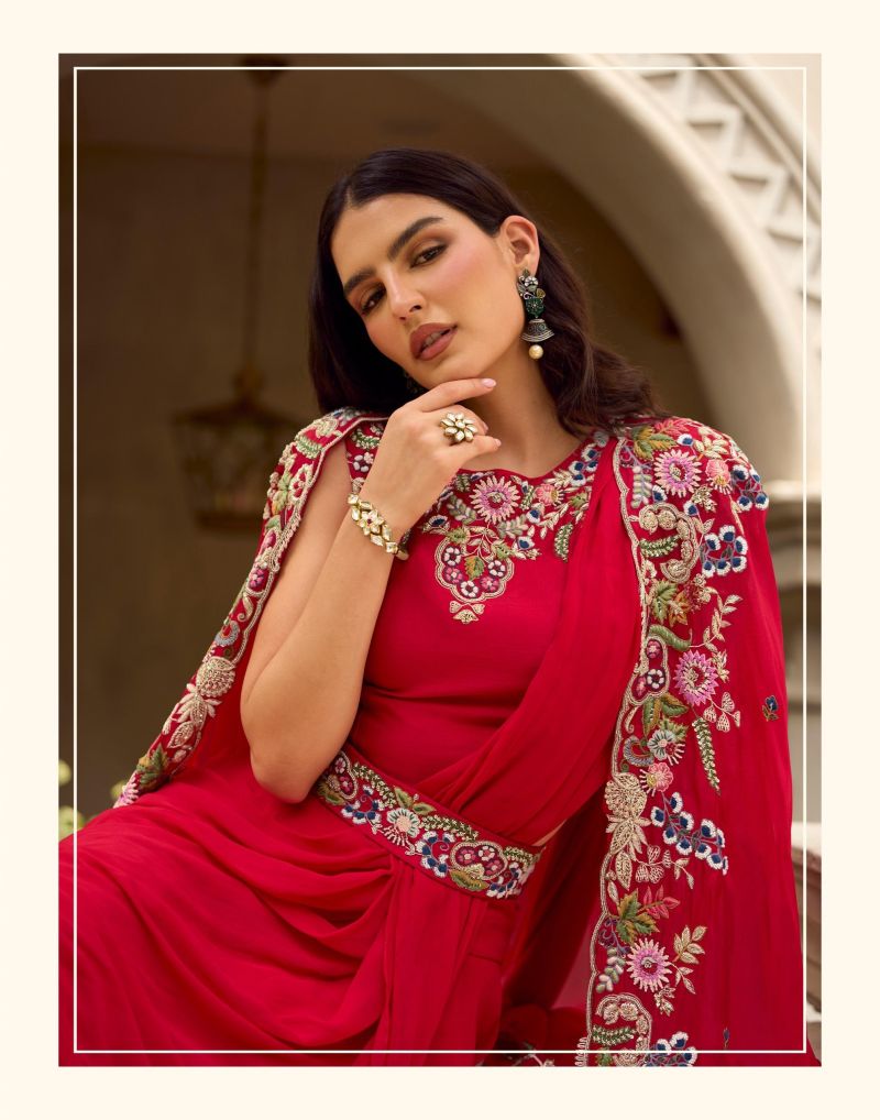 Sayuri Gauhar Real Georgette Embroidered Indo Western Collection — Indo Western, Sayuri Designer wholesale from Surat — view 6