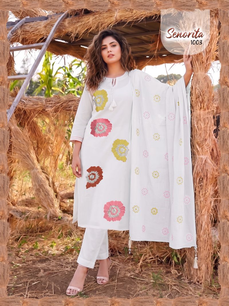Senorita Vol 2 Mul Chanderi Embroidered Kurti Set Collection — Wholesale Kurtis, Vardan Ethnic wholesale from Surat — Photo 3