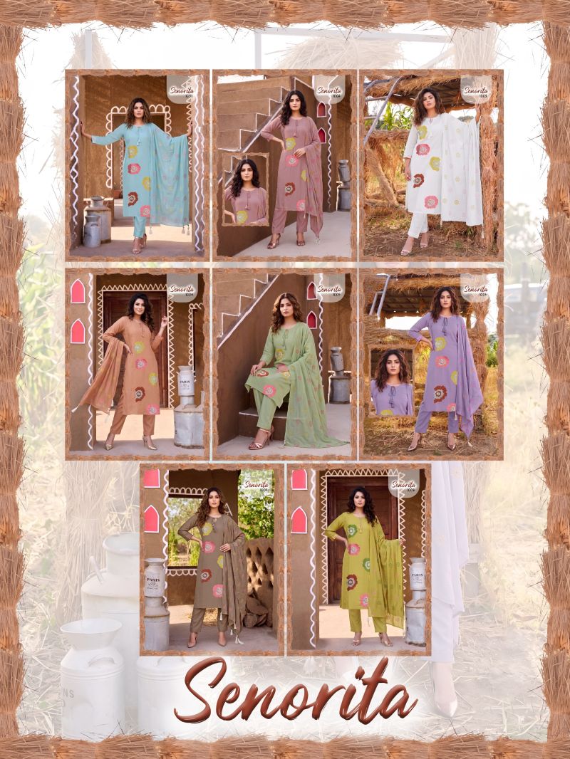 Senorita Vol 2 Mul Chanderi Embroidered Kurti Set Collection — Wholesale Kurtis, Vardan Ethnic wholesale from Surat — Photo 9
