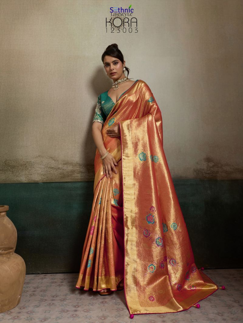 Sethnic Valeria Royale Self Stripe Embroidered Designer Saree Collection — Wholesale Sarees, Sethnic wholesale from Surat — Photo 4