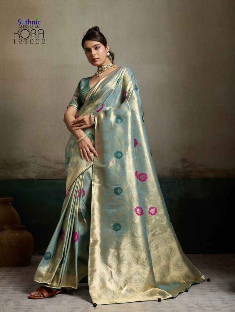 Sethnic Kora Tissue Banarasi Silk Jacquard With Meenakari Work Saree Collection
