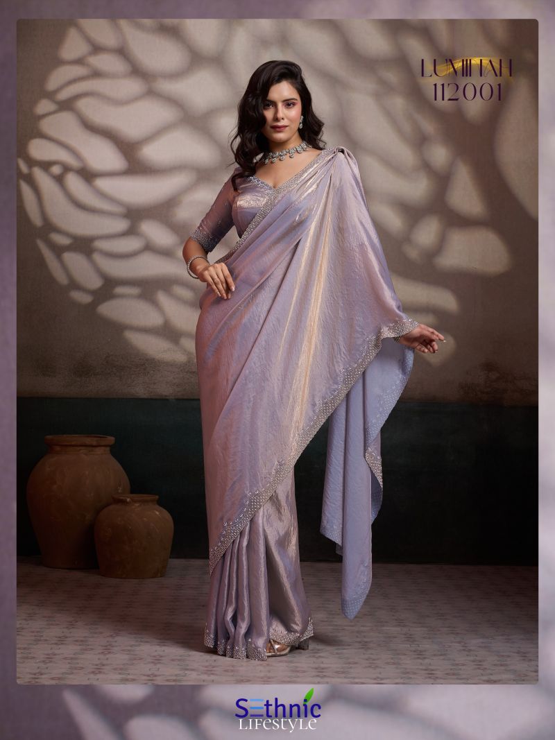 Sethnic Luminah Velvet Satin With Zarkan Border Party Wear Saree Catalog — Designer Partywear Sarees, Sethnic wholesale from Surat — Photo 2