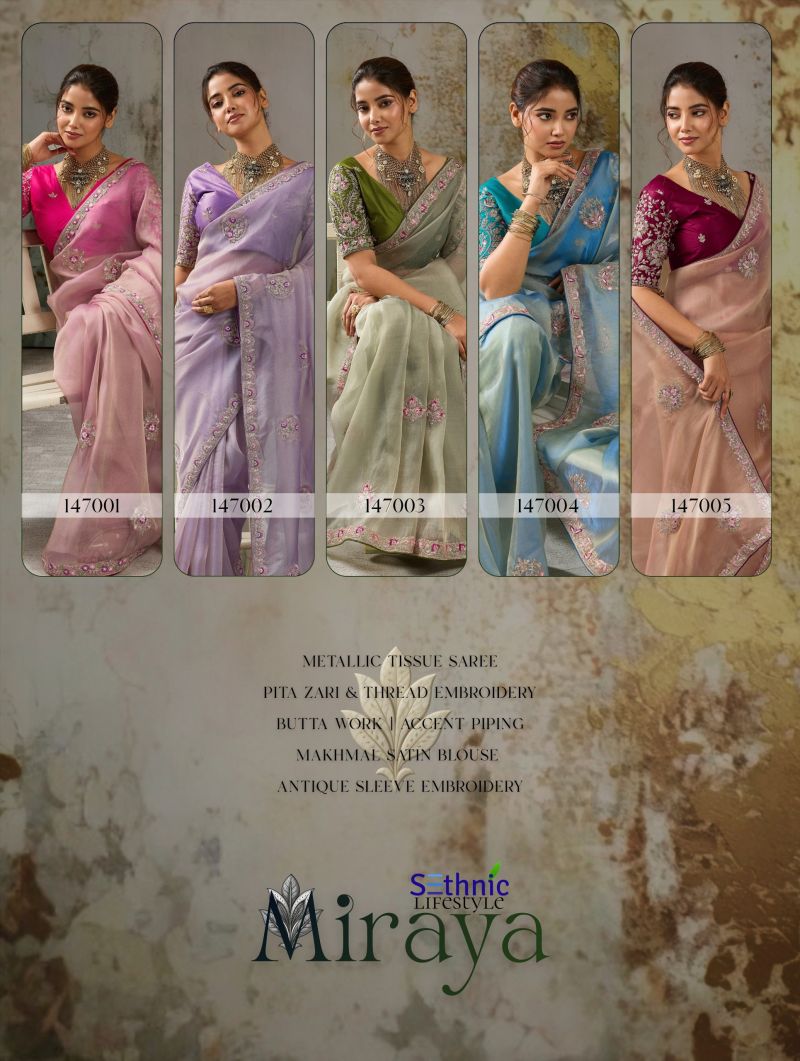 Sethnic Miraya Metallic Tissue Pita Zari And Thread Work Saree Collection — Festive Designer Catalog, Sethnic wholesale from Surat — Photo 7