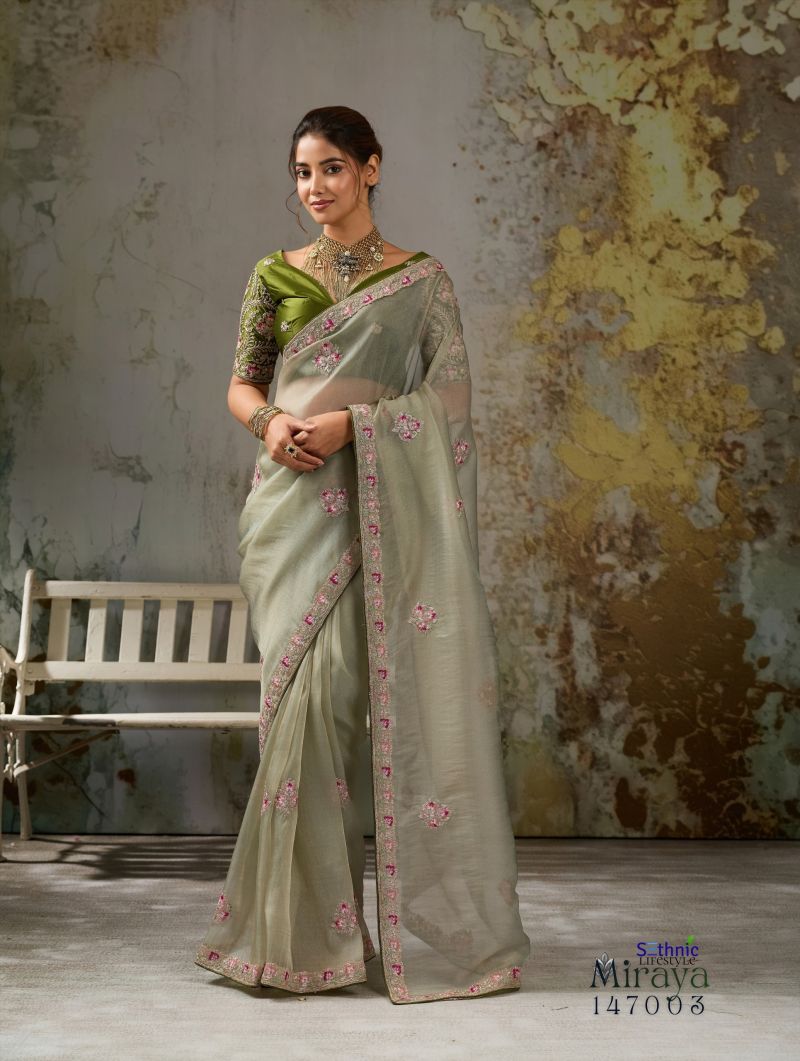 Sethnic Miraya Metallic Tissue Pita Zari And Thread Work Saree Collection