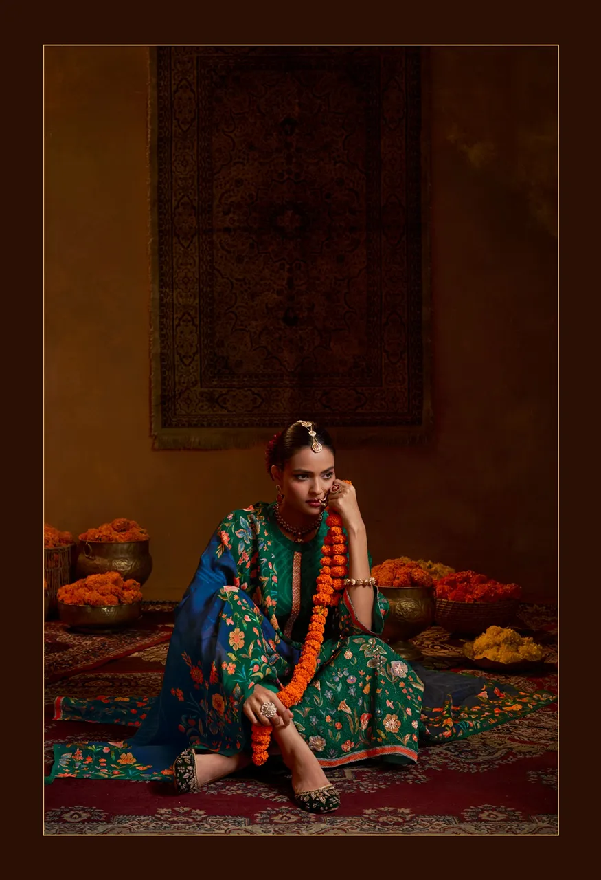 Shiddat Bell Rosé 701 Digital Printed Viscose Muslin Suit Set — Wholesale Dress Material, Shiddat wholesale from Surat — Photo 3