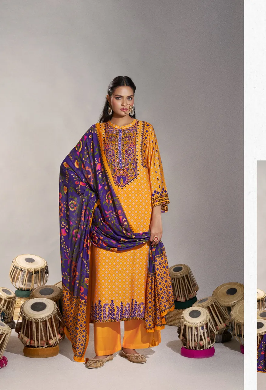 Shiddat ENZO 701 Digital Printed Viscose Muslin Suit Set — Wholesale Dress Material, Shiddat wholesale from Surat — Photo 3