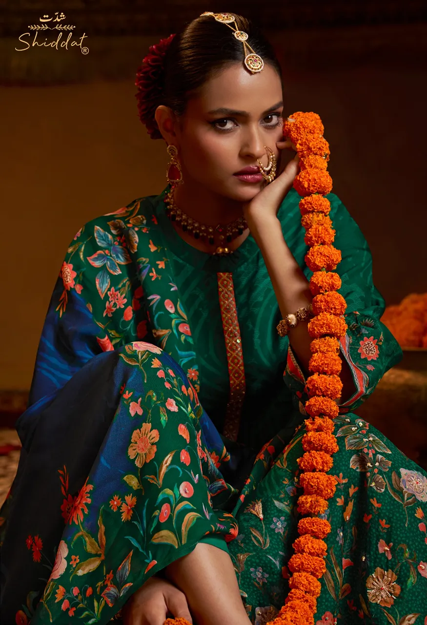 Shiddat Bell Rosé 701 Digital Printed Viscose Muslin Suit Set — Wholesale Dress Material, Shiddat wholesale from Surat — Photo 5