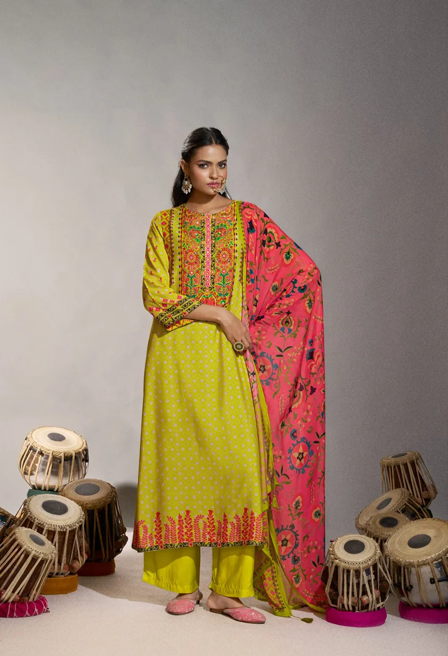 Shiddat ENZO 701 Digital Printed Viscose Muslin Suit Set — Wholesale Dress Material, Shiddat wholesale from Surat — Photo 5
