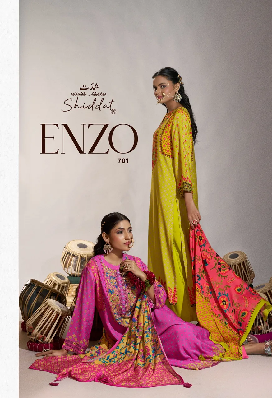 Shiddat ENZO 701 Digital Printed Viscose Muslin Suit Set — Wholesale Dress Material, Shiddat wholesale from Surat — Photo 8