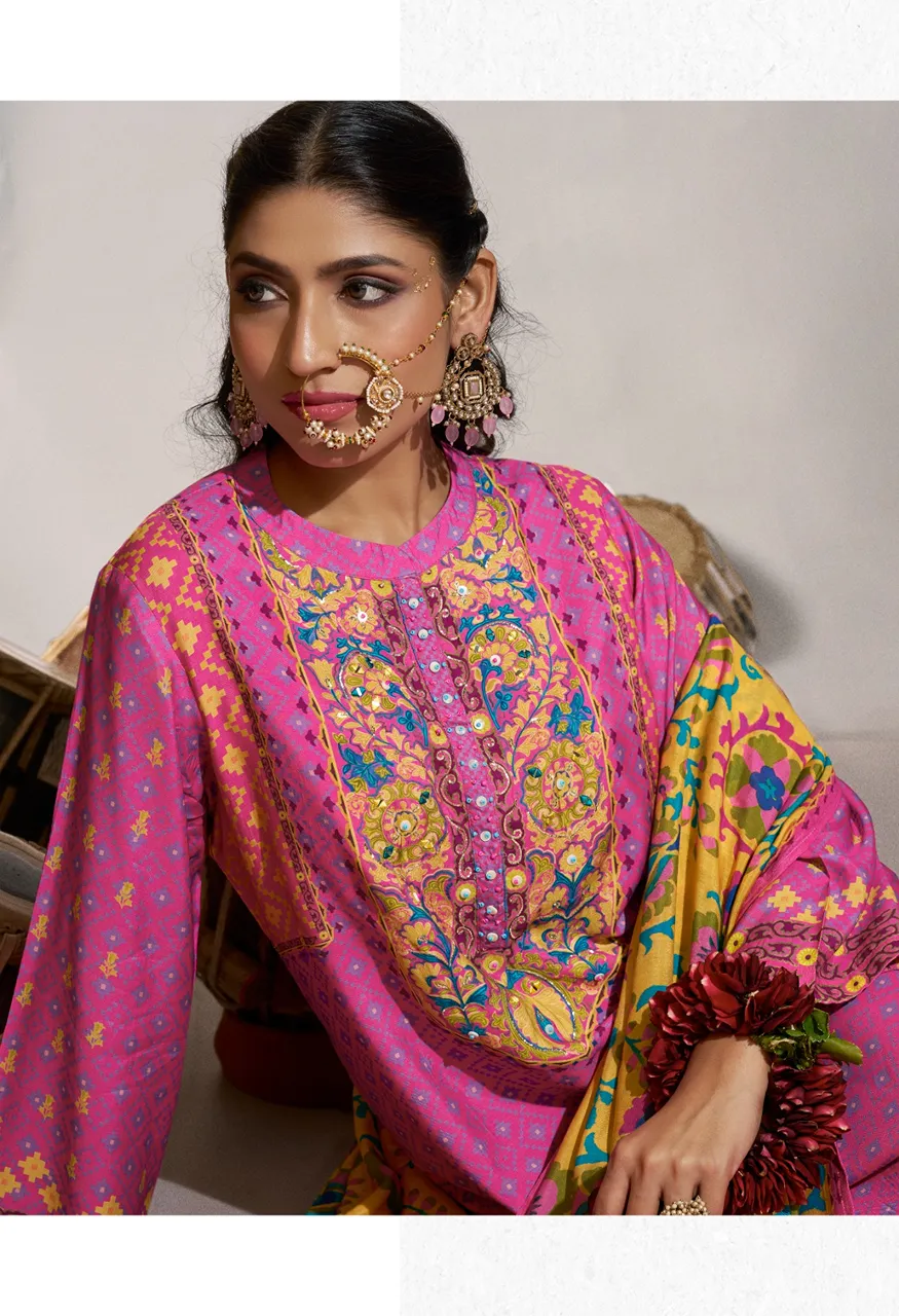 Shiddat ENZO 701 Digital Printed Viscose Muslin Suit Set — Wholesale Dress Material, Shiddat wholesale from Surat — Photo 9