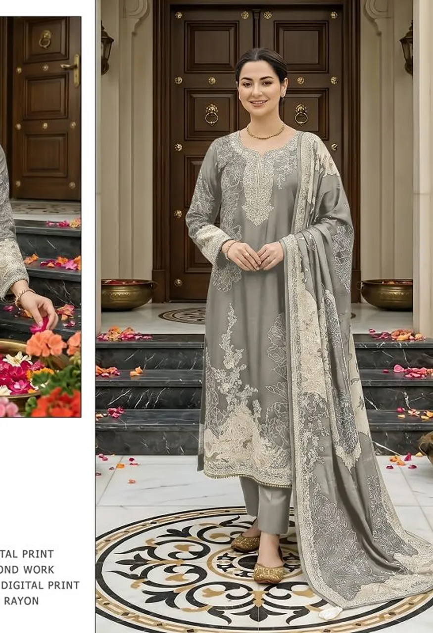 Shree Kt 338 J To N Viscose Muslin Handworked Salwar Kameez Catalog — Wholesale Salwar Suits, Shree Fabs wholesale from Surat — Photo 6