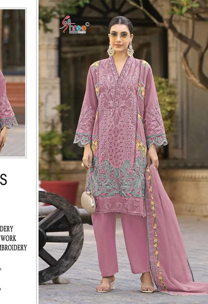 Shree Sf 5563 A To D Wholesale Kota Chex Embroidered Salwar Kameez Collection — Wholesale Salwar Suits, Shree Fabs wholesale from Surat — Photo 4